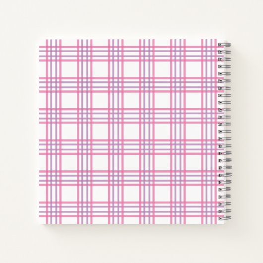 Preppy Plaid Varsity Monogram Pink Purple Square Notizblock (Rückseite)