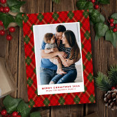 Preppy Plaid Vintage Christmas Photo Feiertagskarte
