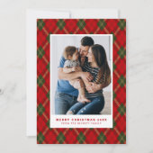 Preppy Plaid Vintage Christmas Photo Feiertagskarte (Vorderseite)