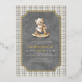 Preppy Polo Bear Baby Shower Folieneinladung (Vorderseite)