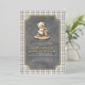 Preppy Polo Bear Baby Shower Folieneinladung (Stehend vorne)