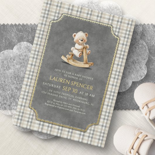 Preppy Polo Bear Baby Shower Folieneinladung