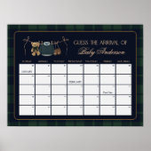 Preppy Polo Teddy Bear Baby Due Date Calendar Poster (Vorne)