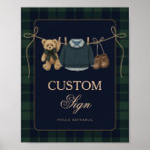 Preppy Polo Teddy Bear Baby Shower Editable Table  Poster (Vorne)