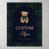 Preppy Polo Teddy Bear Baby Shower Editable Table  Poster (Vorne)