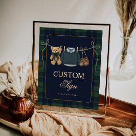 Preppy Polo Teddy Bear Baby Shower Editable Table Poster