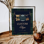 Preppy Polo Teddy Bear Baby Shower Editable Table  Poster