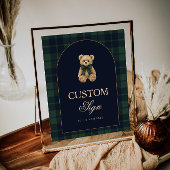 Preppy Polo Teddy Bear Baby Shower Editable Table  Poster