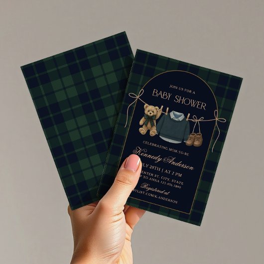 Preppy Polo Teddy Bear Baby Shower Einladung