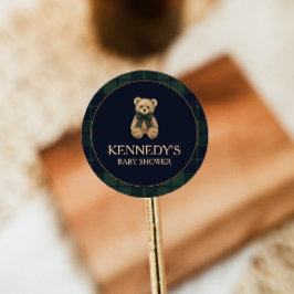 Preppy Polo Teddy Bear Baby Shower Runder Aufkleber