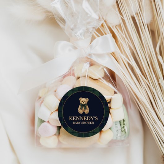 Preppy Polo Teddy Bear Baby Shower Runder Aufkleber