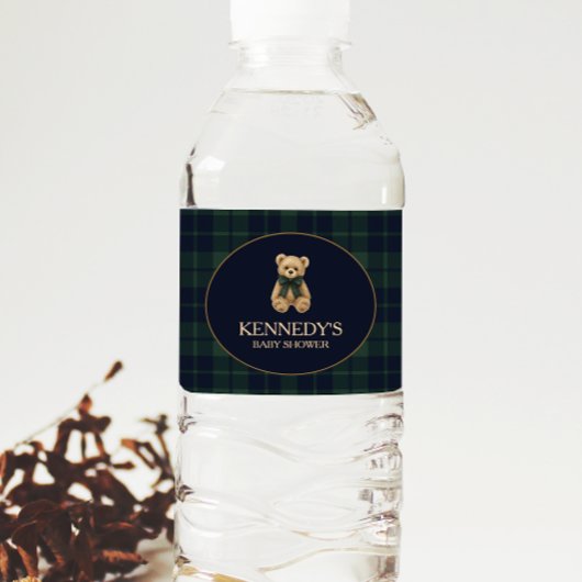 Preppy Polo Teddy Bear Baby Shower Wasserflaschenetikett