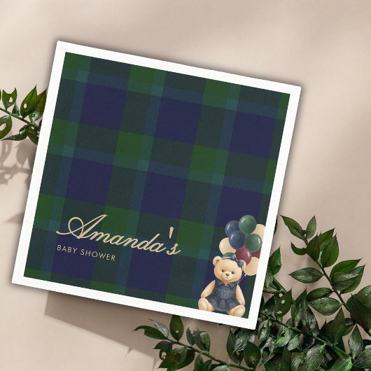 Preppy Polo Teddy Bear Classic Girl Baby Shower Serviette