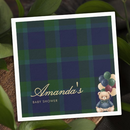 Preppy Polo Teddy Bear Classic Luxury Baby Shower Serviette