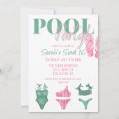 Preppy Pool-Party Einladung (Vorderseite)