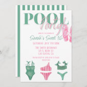 Preppy Pool-Party Einladung (Vorne/Hinten)