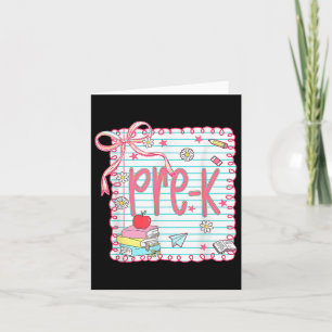 Preppy Pre-k Back to School Coquette Bow Pre-k Tea Karte