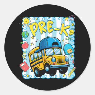 Preppy Pre-K Zurück zur Schule Lustiger Schulbus f Runder Aufkleber