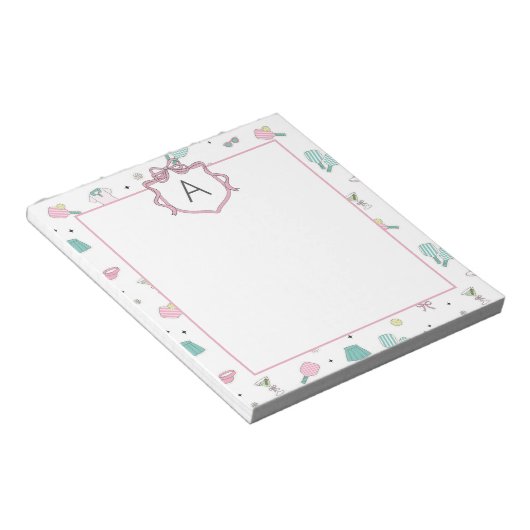 Preppy Prink Pickleball Monogram Notepad Notizblock (angewinkelt)