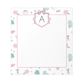 Preppy Prink Pickleball Monogram Notepad Notizblock