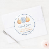 Preppy Pumpkin Blau und Weiß Brautparty Gefallen Runder Aufkleber (Umschlag)