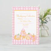 Preppy Pumpkin Bows Erntedank Celebration Party Einladung (Stehend Vorderseite)