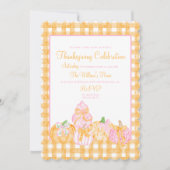 Preppy Pumpkin Bows Erntedank Celebration Party Einladung (Vorderseite)