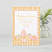 Preppy Pumpkin Bows Erntedank Celebration Party Einladung (Stehend Vorderseite)