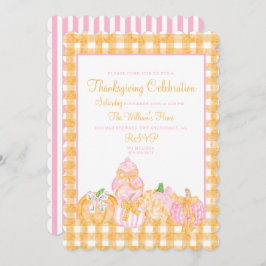 Preppy Pumpkin Bows Erntedank Celebration Party Einladung