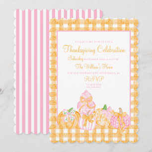 Preppy Pumpkin Bows Erntedank Celebration Party Einladung
