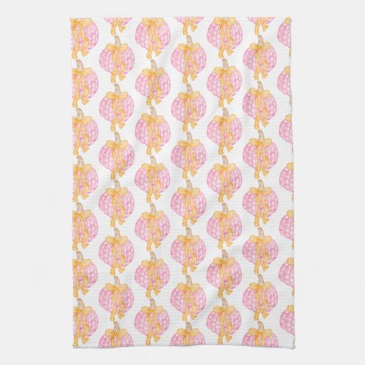 Preppy Pumpkin Bows Erntedank Celebration Party Geschirrtuch (Vertikal)