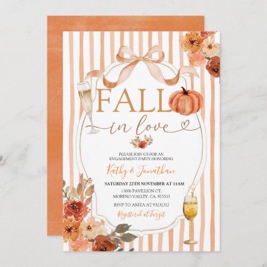 Preppy Pumpkin Fall der Liebe Arch Engagement Part Einladung (Vorne/Hinten)
