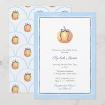 Preppy Pumpkin mit Blue Bow Babydusche für Jungen