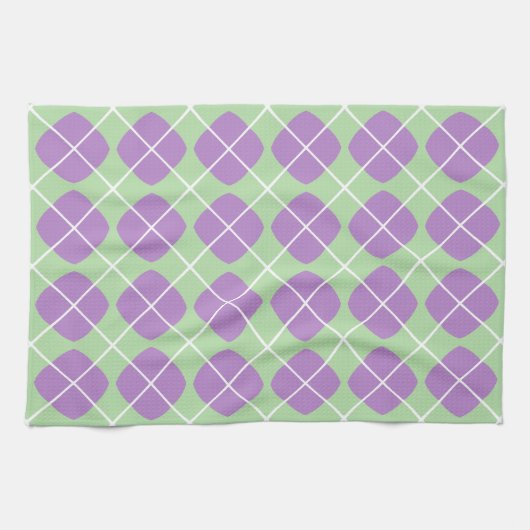 Preppy Purple Mint Green Argyle Kitchen Towels Geschirrtuch (Horizontal)