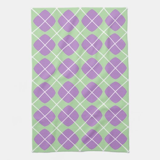 Preppy Purple Mint Green Argyle Kitchen Towels Geschirrtuch (Vertikal)
