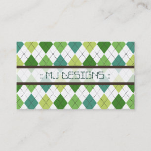 Preppy Raute Diamond Pattern Business Card: grün Visitenkarte