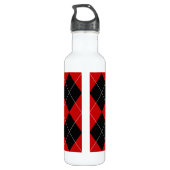 Preppy Raute Tartan Diamond Kariert Red Black Edelstahlflasche (Rückseite)