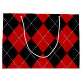 Preppy Raute Tartan Diamond Kariert Red Black Große Geschenktüte (Rückseite)
