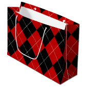 Preppy Raute Tartan Diamond Kariert Red Black Große Geschenktüte (Vorderseite Schrägansicht)