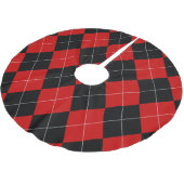 Preppy Raute Tartan Diamond Kariert Red Black Polyester Weihnachtsbaumdecke (Schrägansicht)
