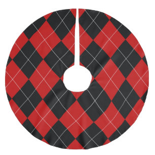 Preppy Raute Tartan Diamond Kariert Red Black Polyester Weihnachtsbaumdecke