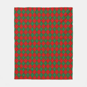Preppy Raute Tartan Diamond Kariert Red Green Fleecedecke