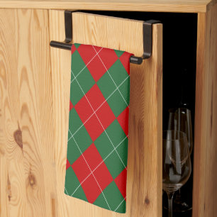 Preppy Raute Tartan Diamond Kariert Red Green Geschirrtuch