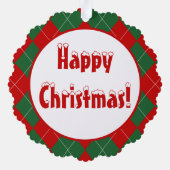 Preppy Raute Tartan Diamond Kariert Red Green Ornament Karte (Rückseite)