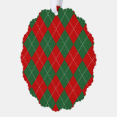 Preppy Raute Tartan Diamond Kariert Red Green Ornament Karte (Links)