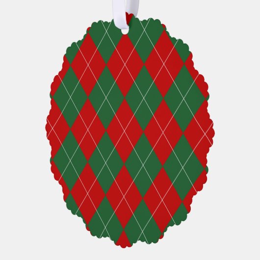 Preppy Raute Tartan Diamond Kariert Red Green Ornament Karte (Links)