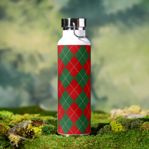 Preppy Raute Tartan Diamond Kariert Red Green Trinkflasche