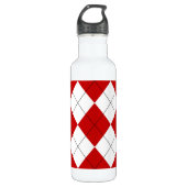Preppy Raute Tartan Diamond Kariert Red White Edelstahlflasche (Vorderseite)