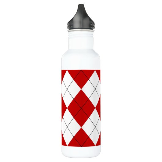 Preppy Raute Tartan Diamond Kariert Red White Edelstahlflasche (Links)
