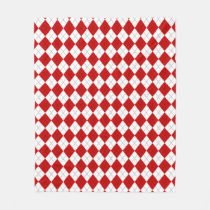 Preppy Raute Tartan Diamond Kariert Red White Fleecedecke